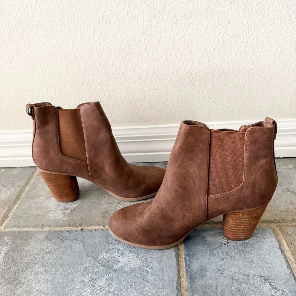 Madden Girl Brown Ankle Booties Block Heel Chelsea Boots Women’s 8.5